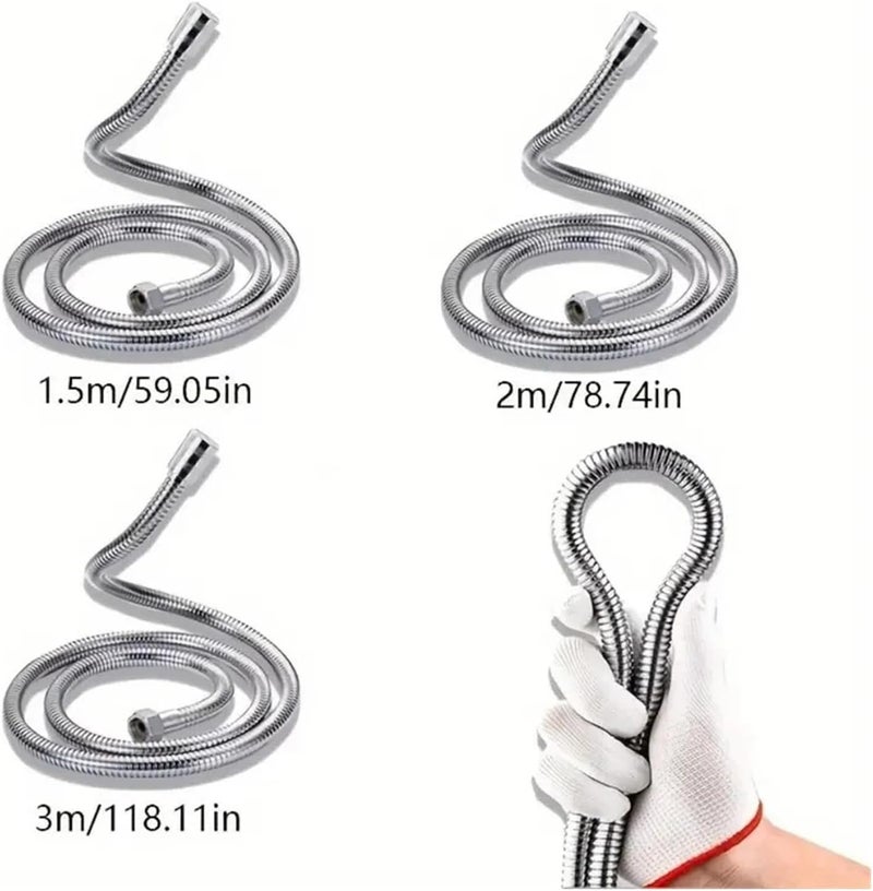 Shower Hose Flexible Stainless Steel Plumbing Hose Shower Head Tube Flexible Bathroom Pipe 1-1.5m Bath Accessories(1.0m) - Image 2