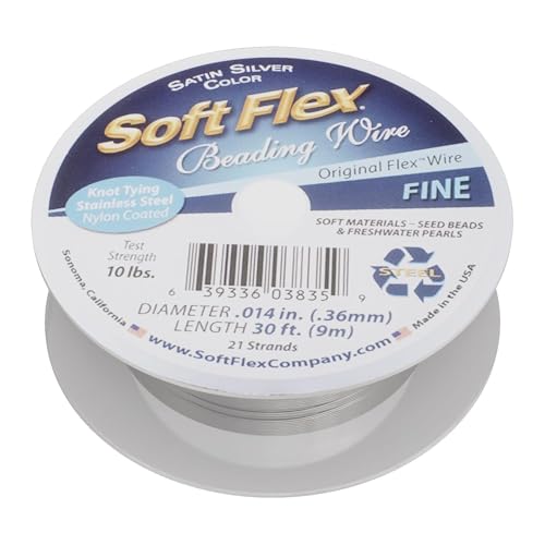Soft Flex 21 Strand Beading Wire - Fine 0.14 Diameter - 30 Feet Design Wire - Satin Silver - Image 1