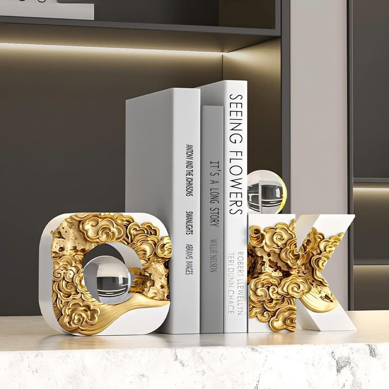 OMELPIS Multifunctional Crystal+Resin Statue Creative Art Bookend Sculpture Ornament Modern Simple Home Office Décor Crafts for Living Room TV Cabinet Shelf Table Foyer Decoration Gift Black+Gold - Image 5