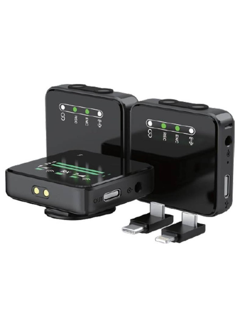 جرين ليون ميكروفون لاسلكي احترافي من GLM، التقاط 360 درجة، صغير الحجم وقابل للحمل، مع خاصية إلغاء الضوضاء البيئية - أسود - Image 2