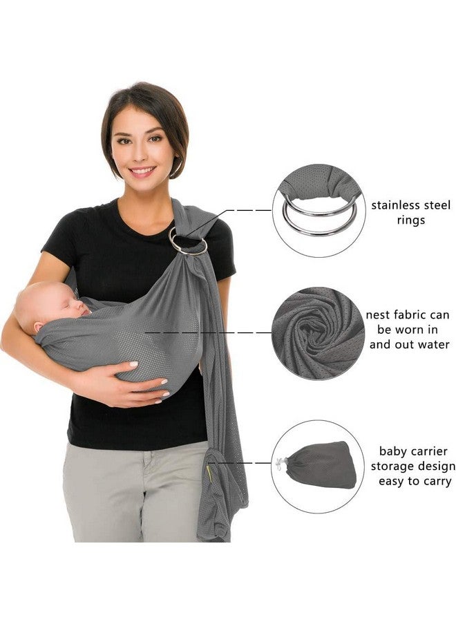 CUBY Water Baby Sling Carrier Breathable Mesh Baby Wraps Carrier Adjustable Ring Sling Baby Carrier Infant Carrier For Summer Swimming Pool Beach (Light Grey) - Image 4