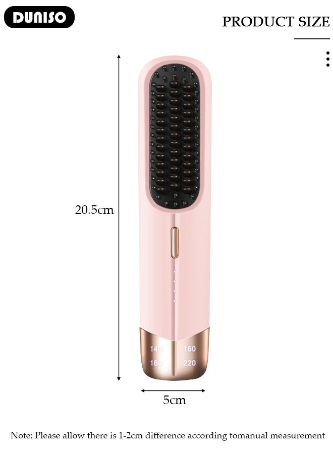 DUNISO فرشاة فرد الشعر اللاسلكية، 2 في 1 مكواة فرد الشعر للنساء، مشط كهربائي محمول لفرد الشعر مع أيونات سالبة، يقضي على الكهرباء الساكنة، مشط فرد الشعر لشحن Type-c، فرشاة فرد صغيرة متعددة الوظائف للسفر، المنزل، الأعمال - Image 4
