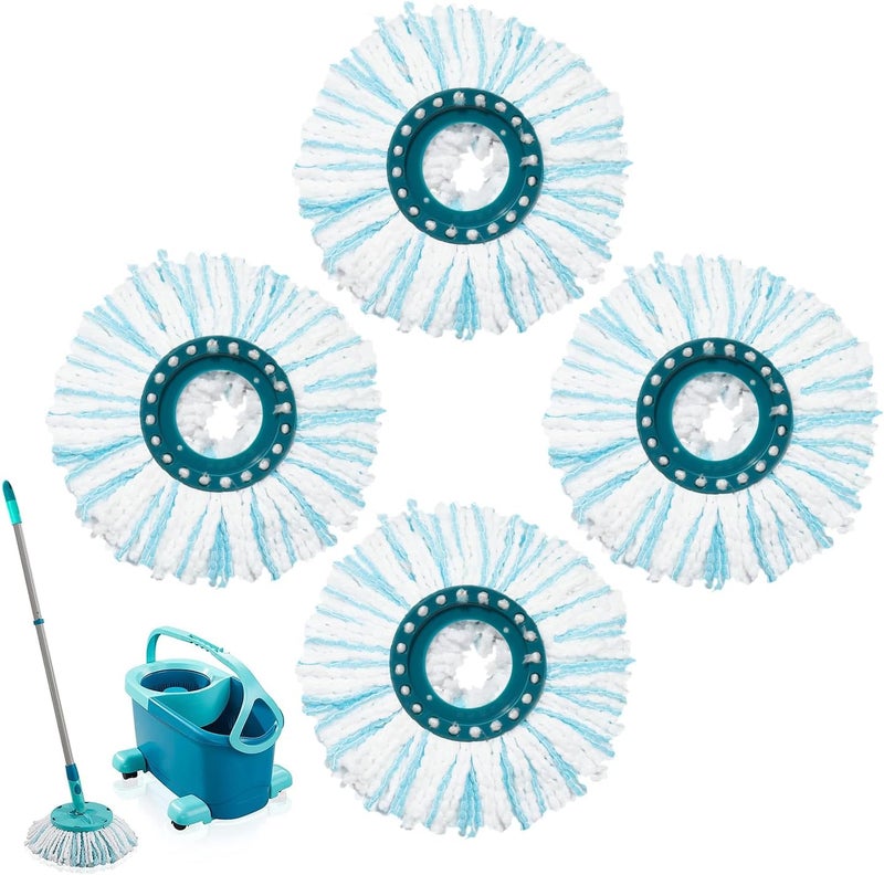 Ecleanfy مجموعة من 4 مكانس لتنظيف الأرضيات من نوع Leifheit Clean Twist Disc Mop Ergo/Clean Twist Disc Mop، غطاء بديل للمكنسة مزود بنظام من الألياف لجميع أنواع الأرضيات. - Image 1