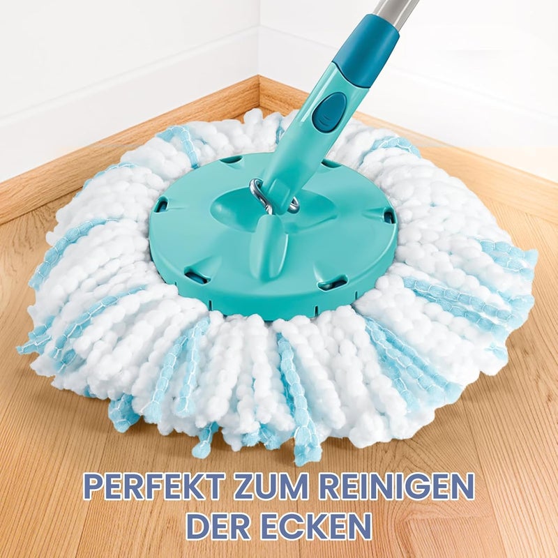 Ecleanfy مجموعة من 4 مكانس لتنظيف الأرضيات من نوع Leifheit Clean Twist Disc Mop Ergo/Clean Twist Disc Mop، غطاء بديل للمكنسة مزود بنظام من الألياف لجميع أنواع الأرضيات. - Image 5