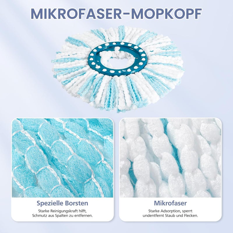 Ecleanfy مجموعة من 4 مكانس لتنظيف الأرضيات من نوع Leifheit Clean Twist Disc Mop Ergo/Clean Twist Disc Mop، غطاء بديل للمكنسة مزود بنظام من الألياف لجميع أنواع الأرضيات. - Image 3