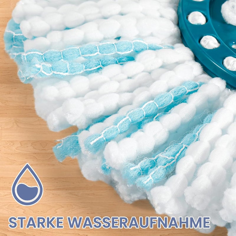 Ecleanfy مجموعة من 4 مكانس لتنظيف الأرضيات من نوع Leifheit Clean Twist Disc Mop Ergo/Clean Twist Disc Mop، غطاء بديل للمكنسة مزود بنظام من الألياف لجميع أنواع الأرضيات. - Image 4