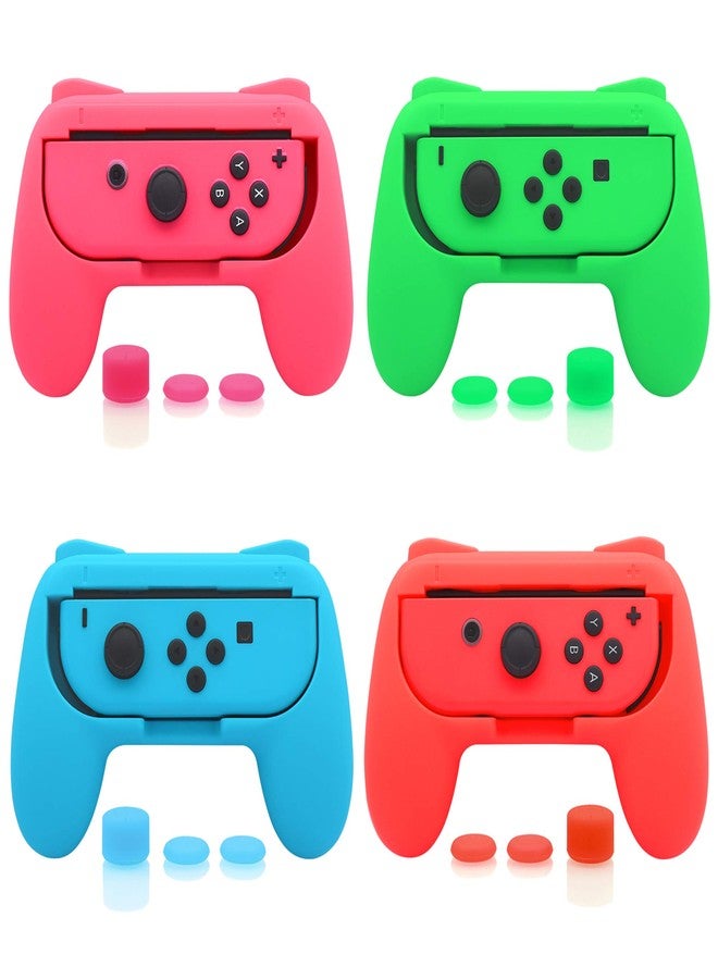 FASTSNAIL 4 Pack Grips Kit Compatible with Nintendo Switch Animal Crossing for Joy Con, Wear-Resistant Grip Controller for Joy con & OLED Model for Joycon with 12 Thumb Grip - Image 1