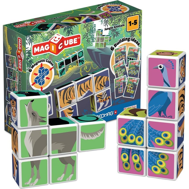 جيوماغ 6 مكعبات مغناطيسية لحيوانات الغابة مع 7 بطاقات - 145 - Image 2