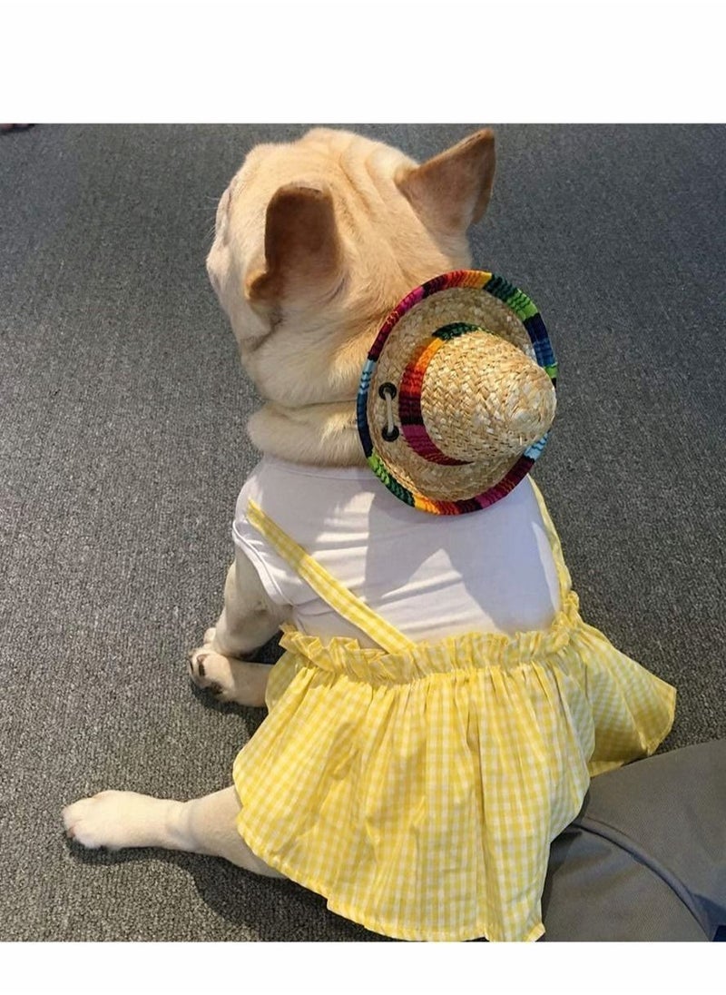 SYOSI Dog Sombrero Hat, Cat Mexican Hats Mini Straw with Multicolor TrimSombrero Party Hats for Small Pets/Puppy/Cat  - Image 4