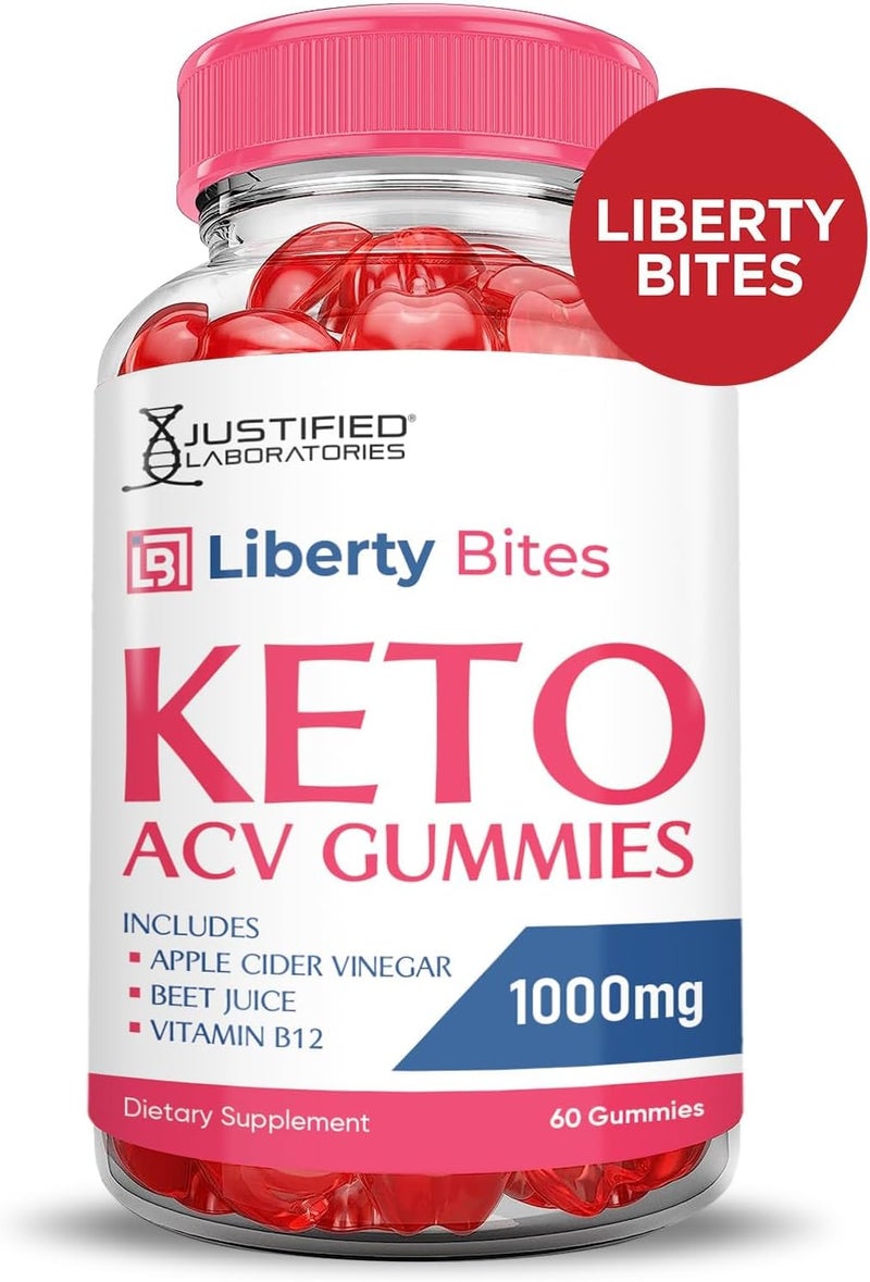 Justified Laboratories Liberty Bites Keto ACV Gummies Advanced Formula 1000MG Libertybites Keto Gummies Apple Cider Vinegar Formulated with Pomegranate Beet Juice Powder B12 Vegan Non GMO 60 Gummys - Image 4