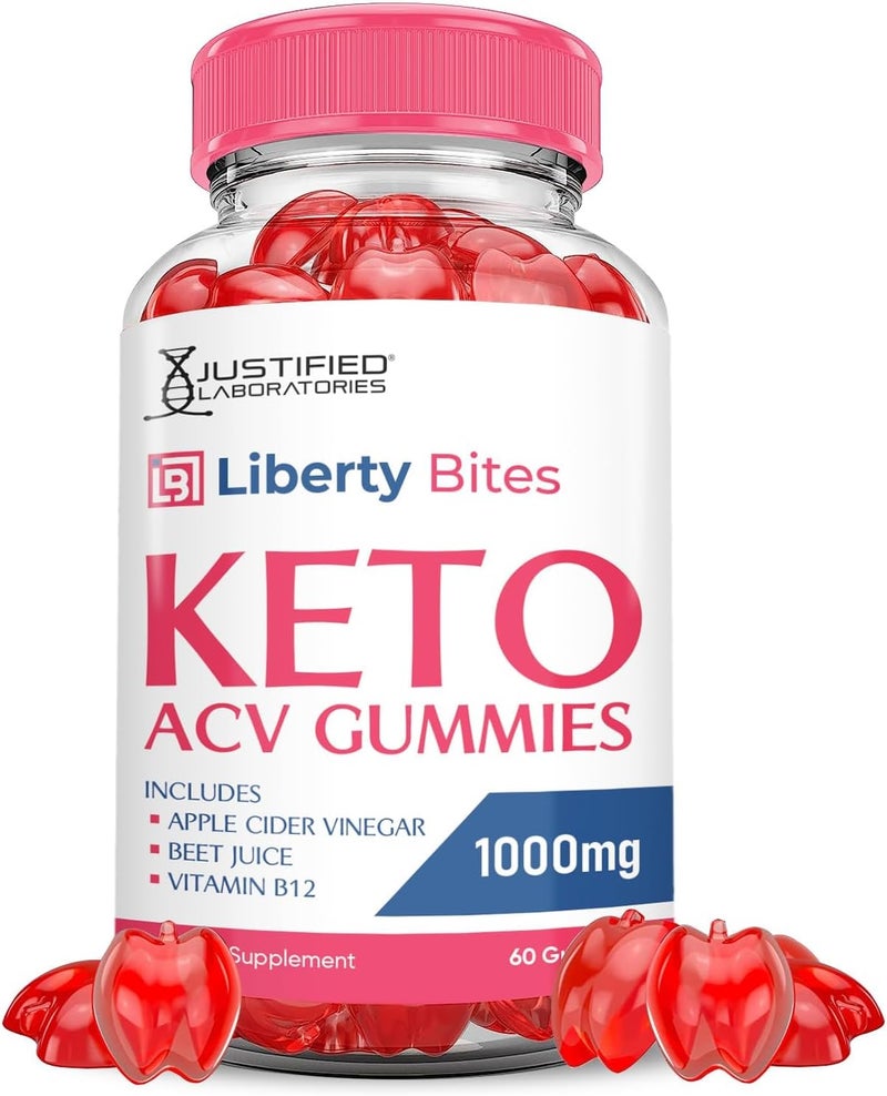 Justified Laboratories Liberty Bites Keto ACV Gummies Advanced Formula 1000MG Libertybites Keto Gummies Apple Cider Vinegar Formulated with Pomegranate Beet Juice Powder B12 Vegan Non GMO 60 Gummys - Image 1