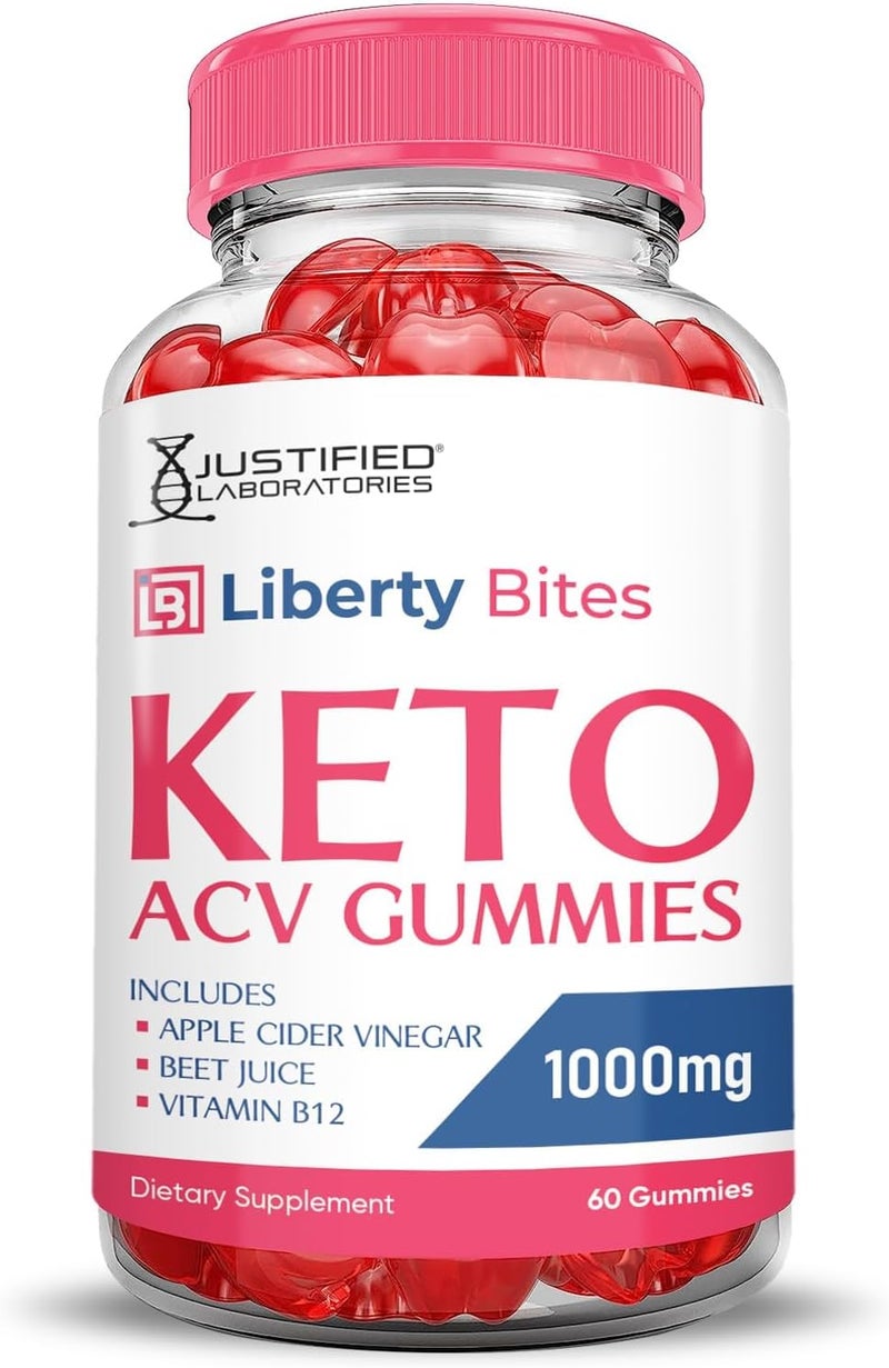 Justified Laboratories Liberty Bites Keto ACV Gummies Advanced Formula 1000MG Libertybites Keto Gummies Apple Cider Vinegar Formulated with Pomegranate Beet Juice Powder B12 Vegan Non GMO 60 Gummys - Image 5