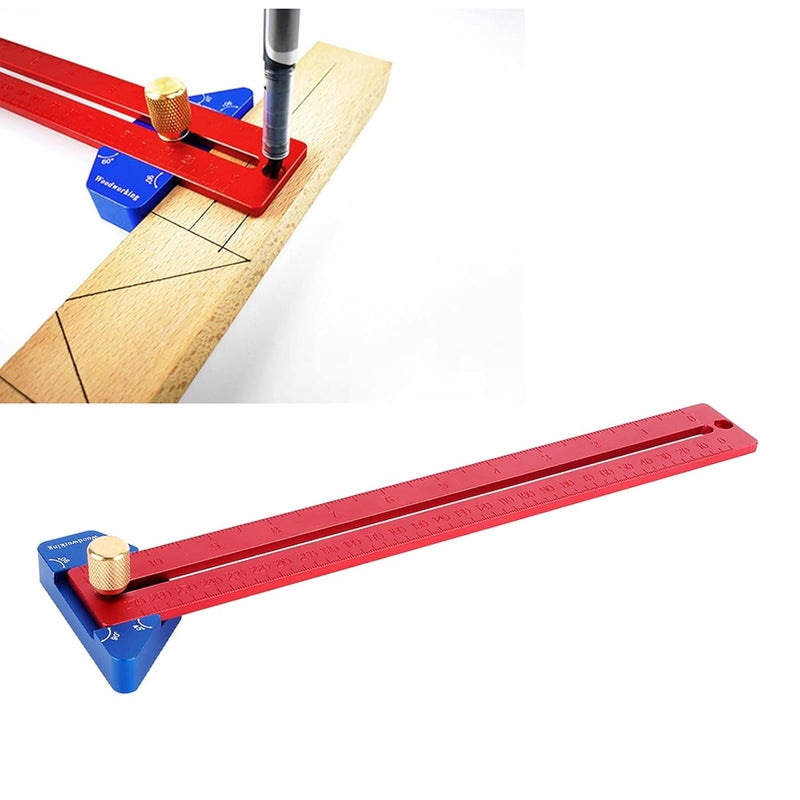 مسطرة أعمال خشب من سبائك الألومنيوم 270 مم، منقلة بزوايا 45 و60 و90 درجة، بمقياس مزدوج متري وإمبراطوري - Image 4