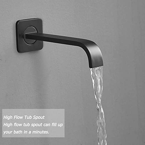 Heable Matte Black Shower Faucet Set with Tub Spout Bathroom Rainfall 8 Inch Shower Head System with Handheld Single Handle Shower Trim Kit with Rough-in Valve - Image 5