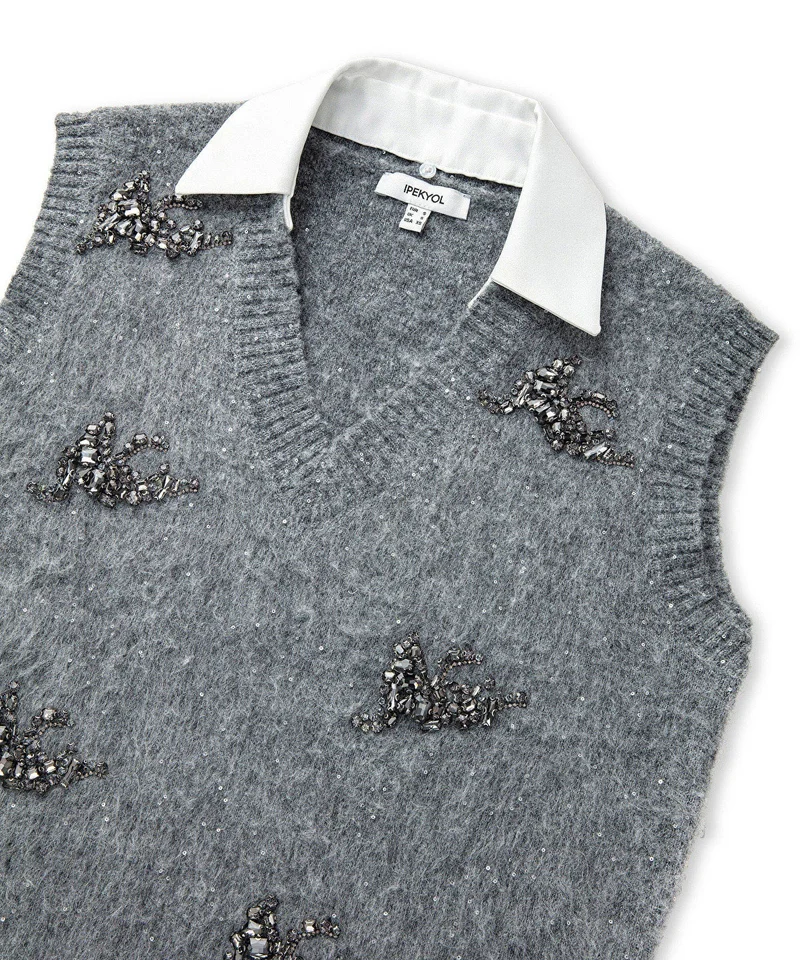 Ipekyol  Embellished Vest with Contrast Collar for Women | Best Price UAE