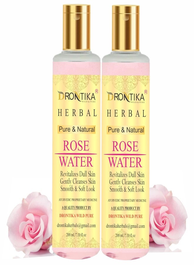 Drontika Herbal Rose Water/Gulab jal |Herbal Skin Toner| Enriched with Rose Oil Paraben Free| 200ml (Pack Of 2) - Image 1