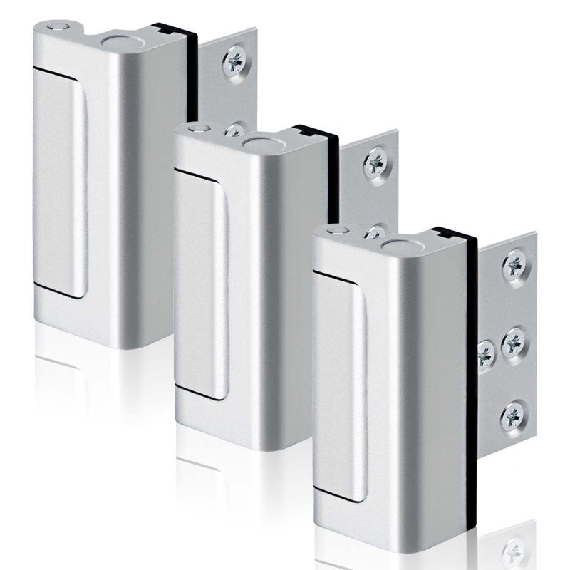 Greatalent 3Pack Home Security Door Reinforcement Lock Childproof  Add High Security To Home Prevent Unauthorized Entry  Aluminum Construction Finish  Frame Lock  Silver - Image 1