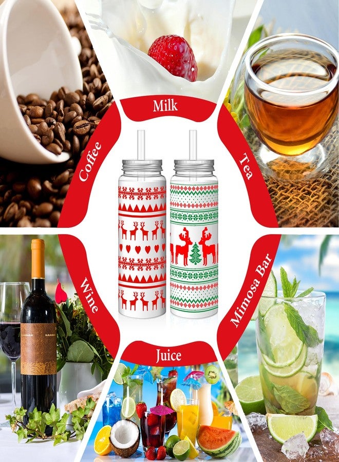 Romooa رموعة 24 عبوة أكواب عيد الميلاد القابلة لإعادة الاستخدام سعة 13.5 أونصة أكواب بلاستيكية مع أغطية وقشات مجموعة عطلة شرب عيد الميلاد أكواب قابلة لإعادة الاستخدام لحفلات القهوة زجاجات مياه لمشروبات الحفلات - Image 5