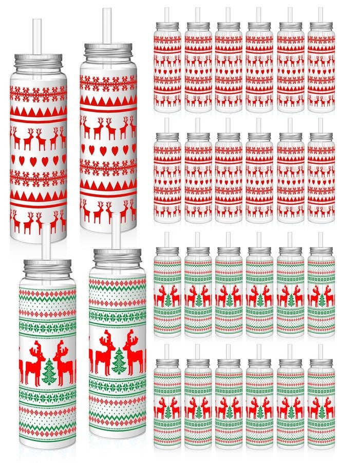 Romooa رموعة 24 عبوة أكواب عيد الميلاد القابلة لإعادة الاستخدام سعة 13.5 أونصة أكواب بلاستيكية مع أغطية وقشات مجموعة عطلة شرب عيد الميلاد أكواب قابلة لإعادة الاستخدام لحفلات القهوة زجاجات مياه لمشروبات الحفلات - Image 1