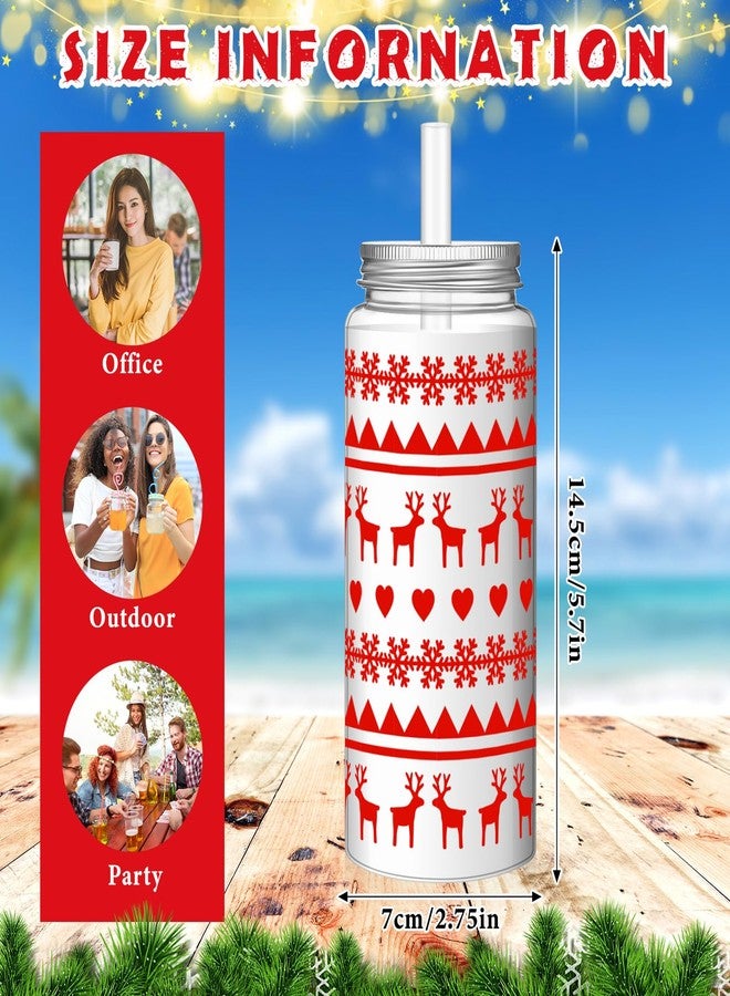 Romooa رموعة 24 عبوة أكواب عيد الميلاد القابلة لإعادة الاستخدام سعة 13.5 أونصة أكواب بلاستيكية مع أغطية وقشات مجموعة عطلة شرب عيد الميلاد أكواب قابلة لإعادة الاستخدام لحفلات القهوة زجاجات مياه لمشروبات الحفلات - Image 3