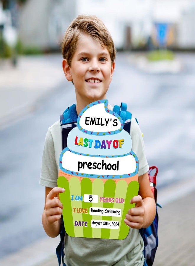 PETCEE First and Last Day of School Board - 11"x13.5" Cupcake First Day of School Chalkboard Sign Reusable 1st Day of Preschool Pre-K Kindergarten Photo Props Gifts for Boys Girls Daughter Son - Image 3