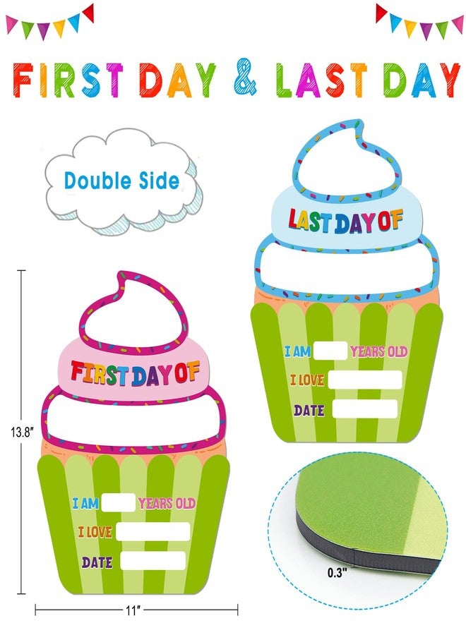 PETCEE First and Last Day of School Board - 11"x13.5" Cupcake First Day of School Chalkboard Sign Reusable 1st Day of Preschool Pre-K Kindergarten Photo Props Gifts for Boys Girls Daughter Son - Image 4