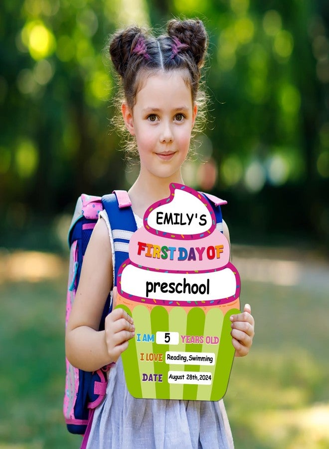 PETCEE First and Last Day of School Board - 11"x13.5" Cupcake First Day of School Chalkboard Sign Reusable 1st Day of Preschool Pre-K Kindergarten Photo Props Gifts for Boys Girls Daughter Son - Image 2