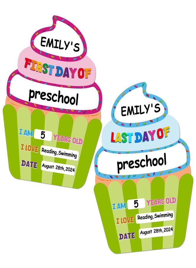 PETCEE First and Last Day of School Board - 11"x13.5" Cupcake First Day of School Chalkboard Sign Reusable 1st Day of Preschool Pre-K Kindergarten Photo Props Gifts for Boys Girls Daughter Son - Image 1