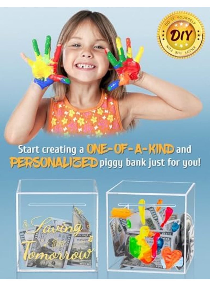 SYOSI Clear Acrylic Coin Bank for Adults & Kids, Transparent Money Saving Box, Must Break to Open, Unopenable Cash and Coin Storage Container - 4.72" (Clear) - Image 5