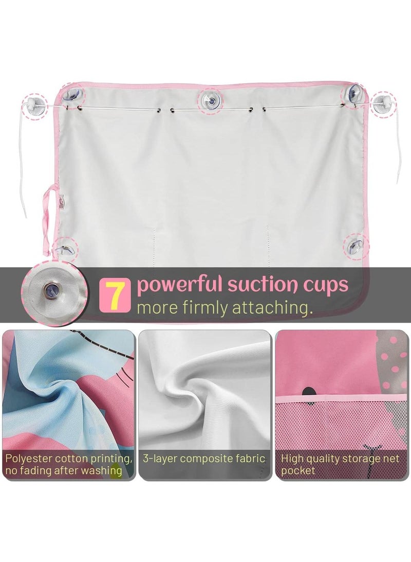Y&D 20*27.5Inch Car Side Window Sunshade Curtain With Mesh Bag Multi Functional Storage And Sun Protection Storage Bag Cartoon Car Suction Cup Curtains  - Image 3