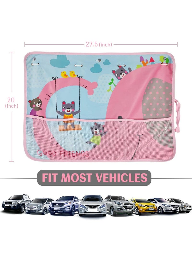 Y&D 20*27.5Inch Car Side Window Sunshade Curtain With Mesh Bag Multi Functional Storage And Sun Protection Storage Bag Cartoon Car Suction Cup Curtains  - Image 2