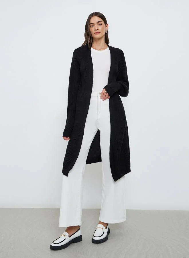 Styli Styli Women Elegant Longline Black Cardigan