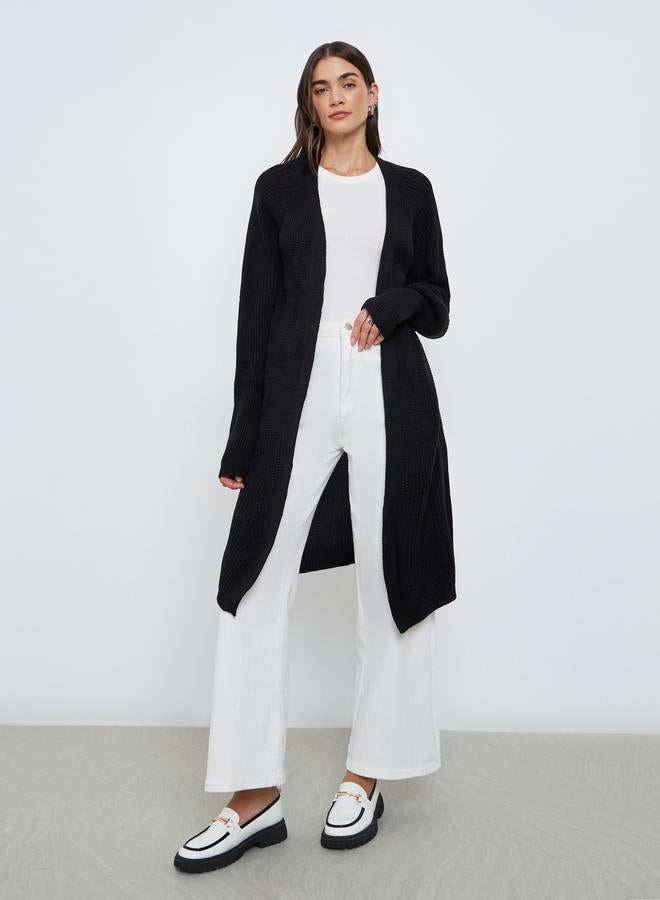 Styli Women Elegant Longline Black Cardigan - Image 2