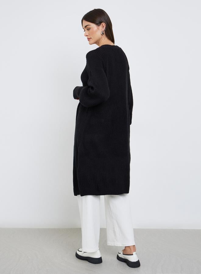 Styli Women Elegant Longline Black Cardigan - Image 5