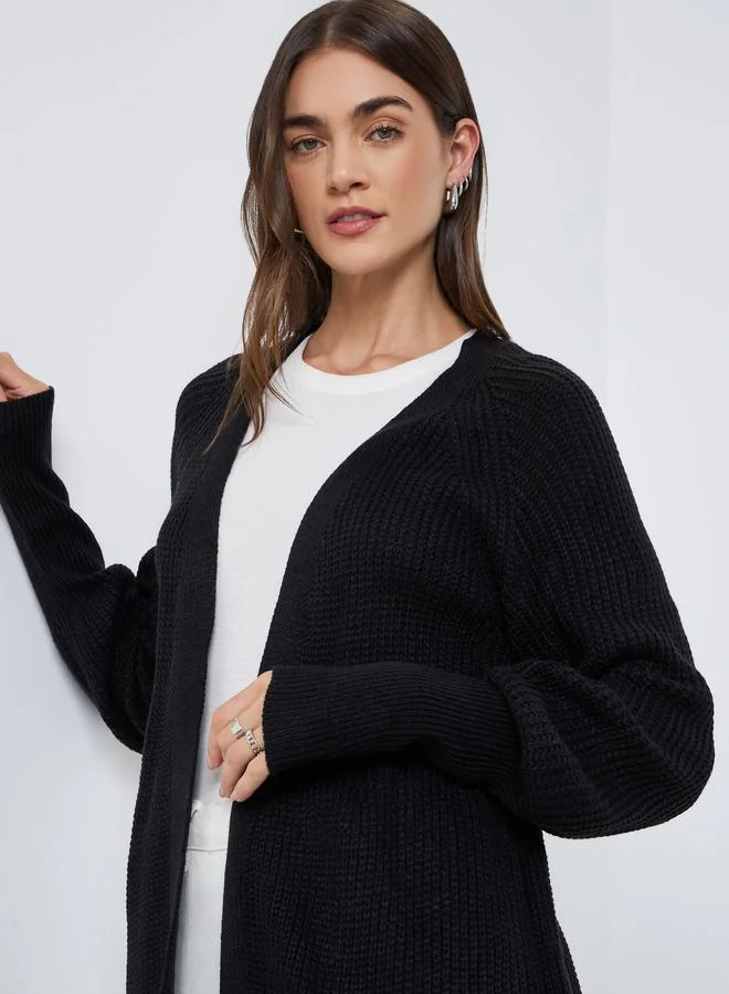 Styli Styli Women Elegant Longline Black Cardigan
