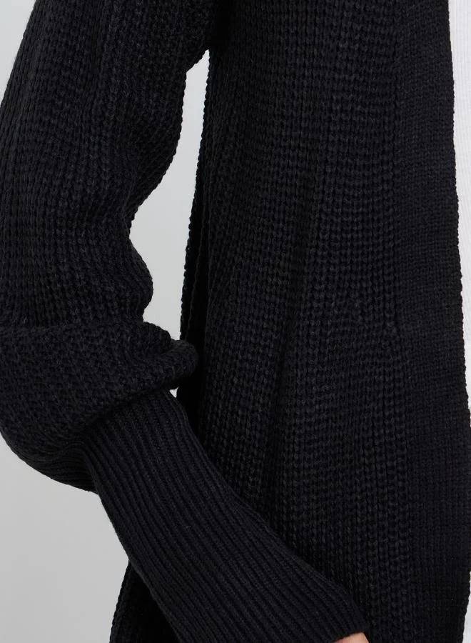 Styli Styli Women Elegant Longline Black Cardigan