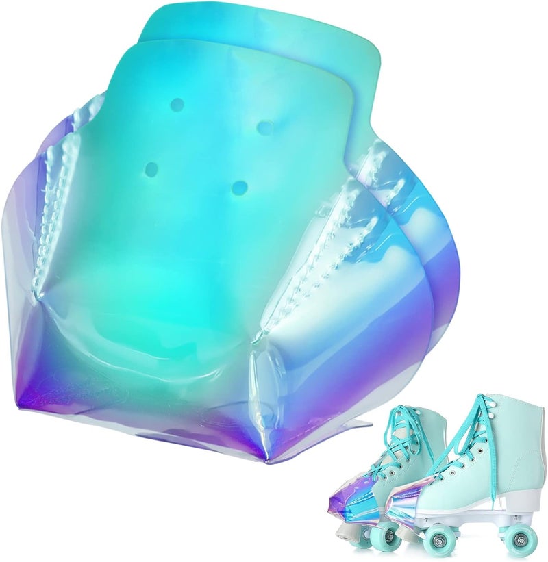 Geyoga 2 Pieces Roller Skate Toe Guards Artificial Leather Toe Guards Protectors for Quad Roller Skate (Rainbow Color,Solid Pattern) - Image 1