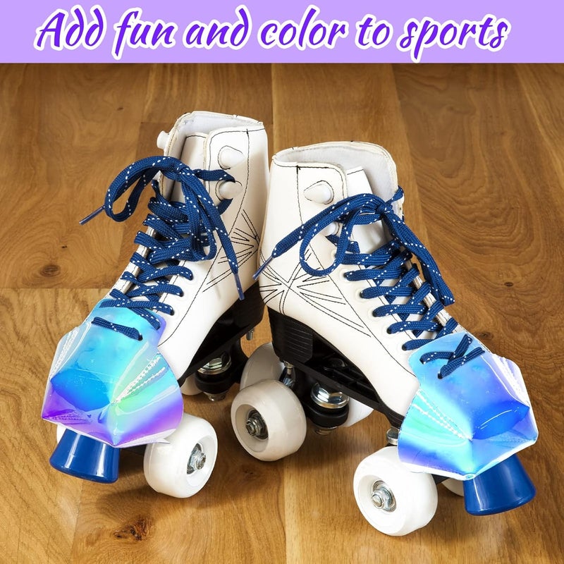 Geyoga 2 Pieces Roller Skate Toe Guards Artificial Leather Toe Guards Protectors for Quad Roller Skate (Rainbow Color,Solid Pattern) - Image 4