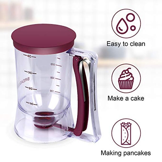 BBSTARZ Pancake Batter Dispenser  4-Cup Batter Dispenser with Squeeze Handle & Measuring Marks for Pancakes, Waffles, Muffins, Crepes & Cupcakes  Baking Tool (purple) - Image 3