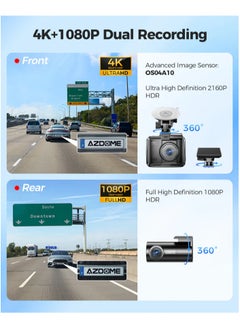 AZDOME 4K HDR Dash Cam GS63 Pro with Full-color Night Vision, 128GB eMMC, ADAS, 4K+1080P Dashcam Front and Rear, 5GHz WiFi GPS 24H Parking Mode  - Image 5