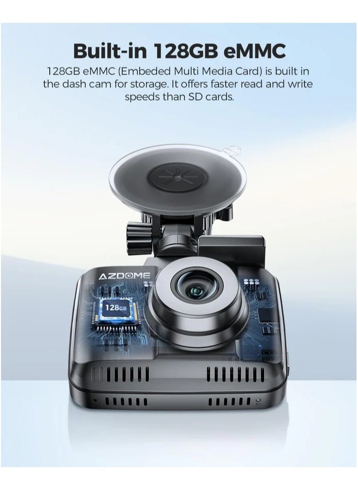 AZDOME كاميرا GS63 Pro 4K HDR Dash Cam مع رؤية ليلية كاملة الألوان، وذاكرة eMMC سعة 128 جيجابايت، وADAS، وكاميرا أمامية وخلفية بدقة 4K+1080P، وWiFi 5GHz GPS، ووضع ركن السيارة على مدار 24 ساعة  - Image 2
