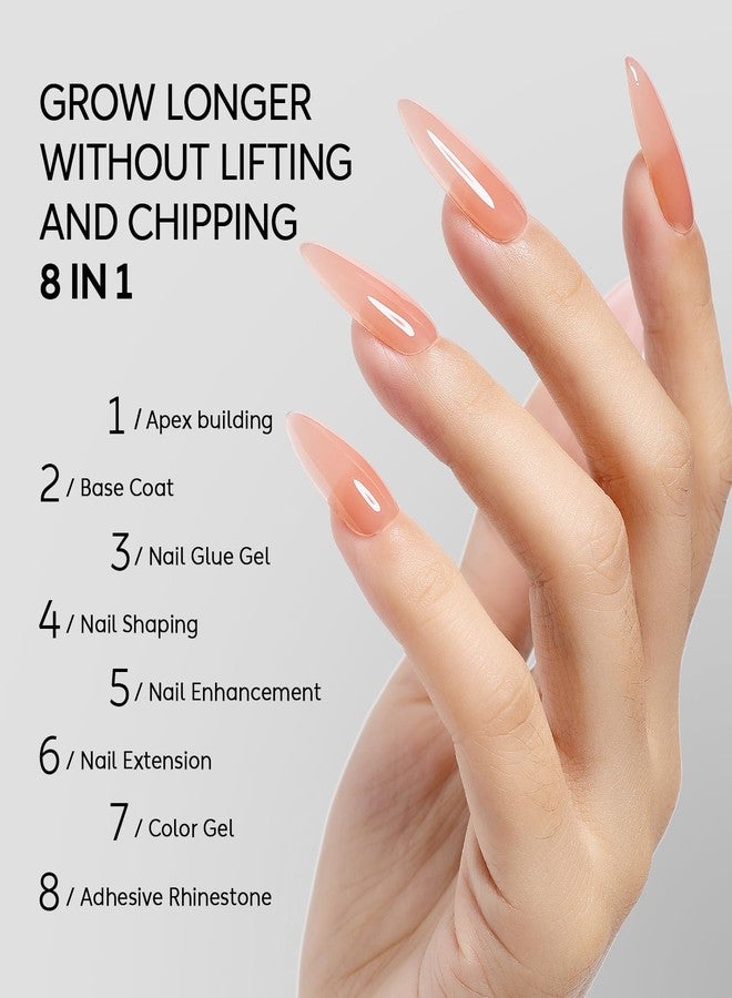 Nicedeco Builder Nail Gel 15ML 8 in 1 Base Gel Clear Polish Strengthener Hard Extension Gel for Nail Art Design-002 - Image 3