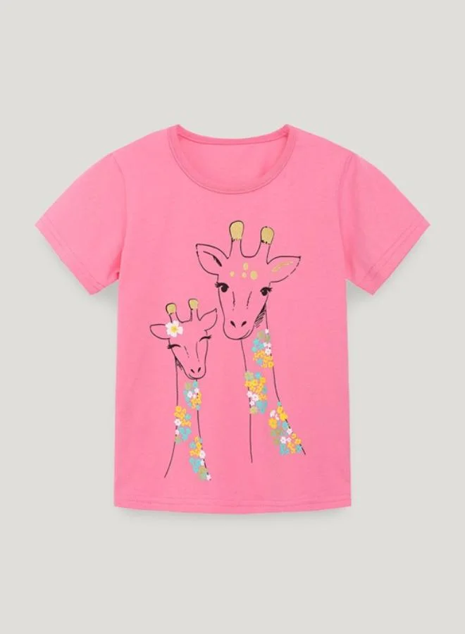 YUNIQEE Pink Printed Short Sleeve Crew Neck T-Shirt