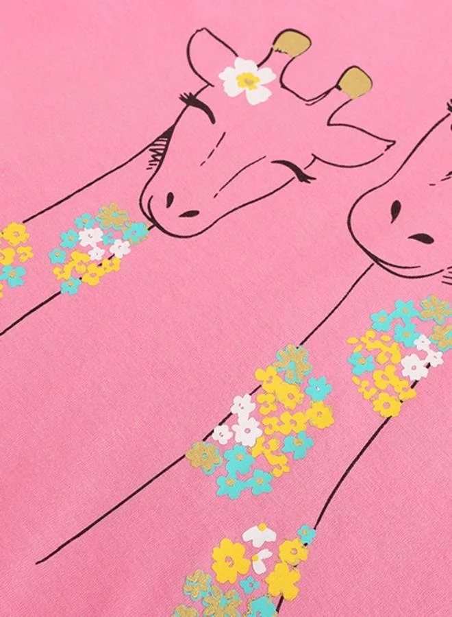 YUNIQEE Pink Printed Short Sleeve Crew Neck T-Shirt