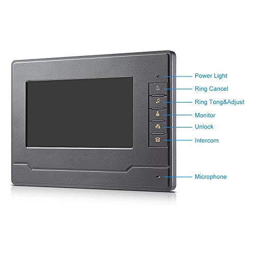 AMOCAM Wired Video Intercom Doorbell System 7 Inches LCD Monitor Video Door Phone Kits Support Monitoring, Unlock, Dual-Way Door Intercom Indoor Outdoor for Villa Home, 1-IR Camera 2-Color Screen - Image 4