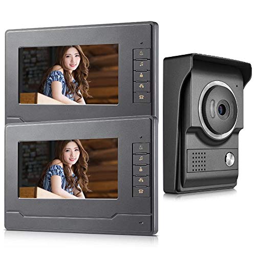 AMOCAM Wired Video Intercom Doorbell System 7 Inches LCD Monitor Video Door Phone Kits Support Monitoring, Unlock, Dual-Way Door Intercom Indoor Outdoor for Villa Home, 1-IR Camera 2-Color Screen