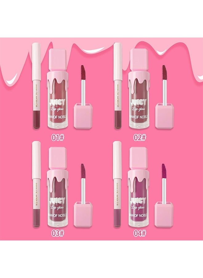 IMAN OF NOBLE Matte Liquid Lipstick, Lip Liner Pens, Set of 2, One Step Lips Makeup Sets Pigment Velvety Nude Lip Stain Waterproof Long Wear Lip Gloss Make up Gift Set (01)  - Image 5