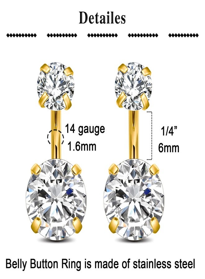 QWALIT Belly Button Rings - Short Gold Dangle Belly Rings 6mm - Image 2
