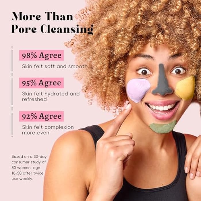 ANRCOLLECT Face Mask Set, 4Pcs Clay Mask, Face Masks Skin Care with Vitamin C, Charcoal, Mugwort and Purple Clay, Skincare Christmas Gift for Blackheads & Oil Control, Stocking Stuffers for Teen Girls - Image 5