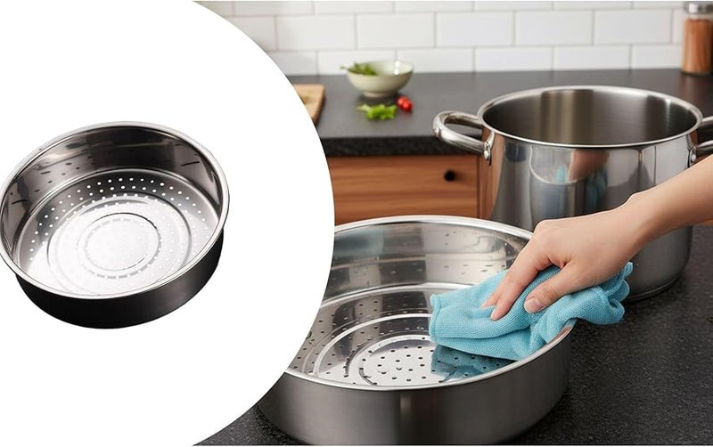 رف سيلفير ستانلس ستيل لطهي الأرز وحامل البخار مقاس 22.5 × 22.5 × 5 سم لتوزيع حراري متساوي - Image 5